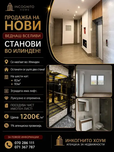 3-собен стан во Илинден, Скопје - 82м², нова градба