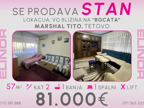 Se prodava stan 57m2 vo strog Centar vo Tetovo