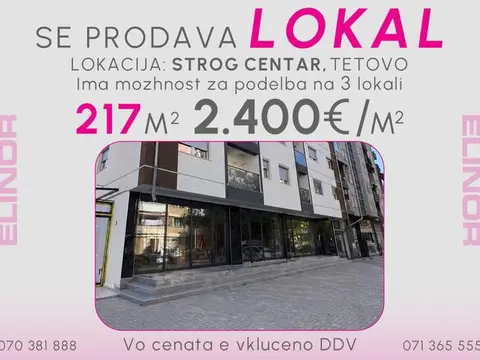 Se prodava lokal vo strog Centar vo Tetovo
