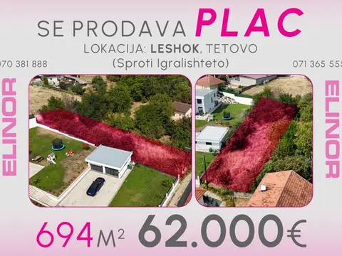 Se prodava plac sproti igralishteto vo Leshok, Tetovo