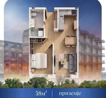 Се продава 2-собен стан во Далјан, кај Охридско Езеро