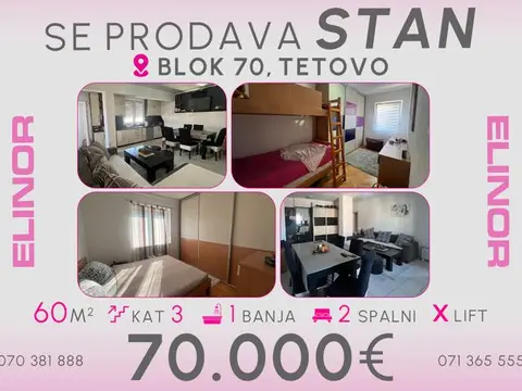 Se prodava stan vo Blok 70 vo Tetovo