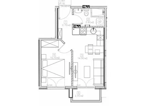 Левел 7 - нов стан 34м²